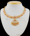 Attractive Impon Gold Necklace Pattern Traditional Gati Stone Swan Design For Daily Wear NCKN1630