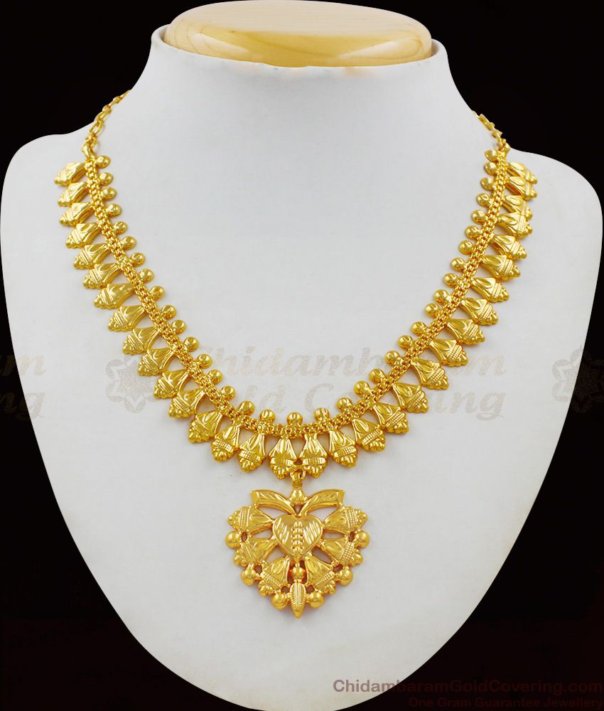 Wonderful Kerala Pattern One Gram Gold Plated Necklace Jewelry For Ladies NCKN1632