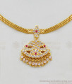 Fantastic Gold Ayimpon Attigai Necklace Flower Design With Multi Stone Jewelry NCKN1633