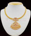 Gold Bridal Jewelry Gati Stone Side Mugappu Swan Pattern Impon Necklace With Stones NCKN1635