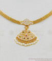 Bridal Designer Model Latest Gold Gati Stone Impon Necklace With White Beads NCKN1636