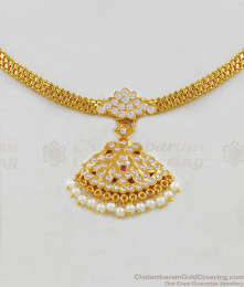 Bridal Designer Model Latest Gold Gati Stone Impon Necklace With White Beads NCKN1636 Bridal Designer Model Latest Gold Gati Stone Impon Necklace With White Beads NCKN1636
