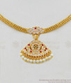 Semi Precious Grand Gold Multi Color Stone Impon Necklace With White Beads NCKN1637
