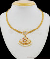Luxury Impon Gold Fashion With Pink And White Stone Bridal Necklace Chain NCKN1639