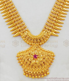 Sparkling Red Stone Kerala Mullaipoo Handmade Bridal Design Necklace Collection NCKN1641 Sparkling Red Stone Kerala Mullaipoo Handmade Bridal Design Necklace Collection NCKN1641