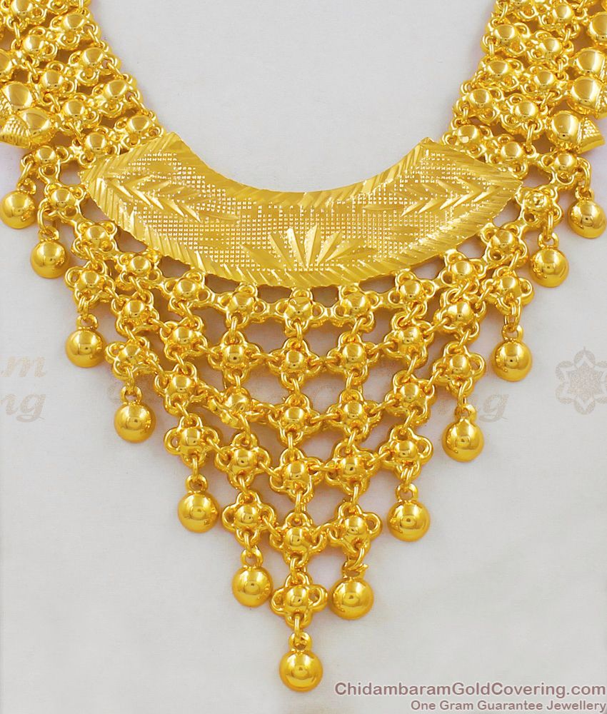 Glorious Net Pattern Gold Imitation Choker Model Necklace For Brides Best Offer NCKN1648