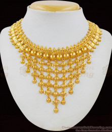 Majestic Net Pattern Design One Gram Gold Choker Necklace For Party Wear NCKN1649
