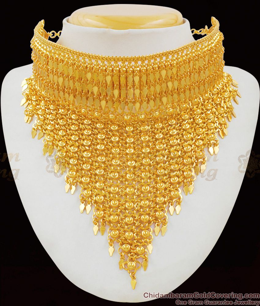 Bollywood Fashion Full Neck Bridal Choker Gold Imitation Necklace NCKN1650