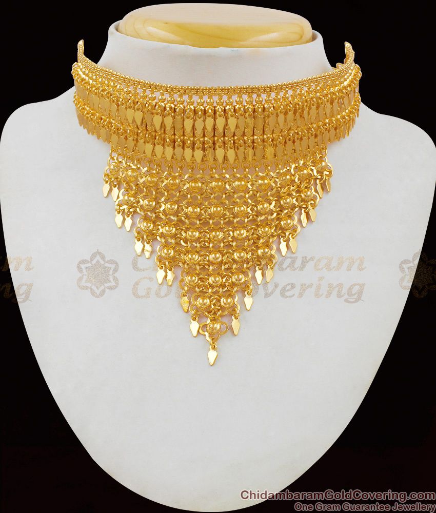 Fancy Kerala Net Pattern Gold Plated Choker Necklace For Brides Best Offer NCKN1651