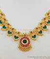 Most Wanted Grand Six Petal Pink And Green Stone Kerala Palakka Necklace NCKN1652