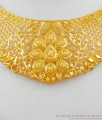 Grand Real Gold Pattern Forming Choker With Pin Type Earrings Bridal Set NCKN1658