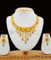 Marvelous Rose Droplet Model Enamel Gold Forming Necklace Bridal Wear Jewelry With Earrings NCKN1659