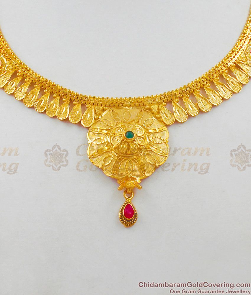 New Fashion Enamel Forming Gold Necklace Bridal Set With Suitable Earrings NCKN1660