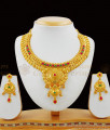 Impressive Bollywood Design Full Forming Bridal Necklace Set With Stones For Womens NCKN1662