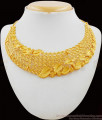 Grand Real Gold Pattern Forming Choker With Pin Type Earrings Bridal Set NCKN1664