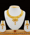 Bridal Collection Enamel Forming Gold Necklace Set With Suitable Earrings NCKN1666