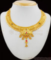 Bridal Collection Enamel Forming Gold Necklace Set With Suitable Earrings NCKN1666