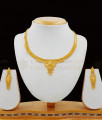 Plain And Elegant Forming Gold Necklace  With Suitable Earing For Party Wear NCKN1667
