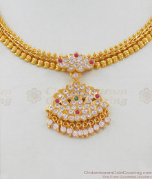 Mango Leaf Close Neck Five Metal Kal Attigai Traditional Necklace Online NCKN1671