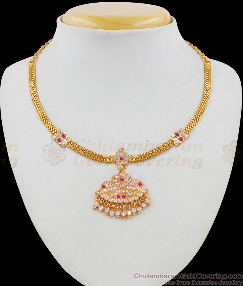 Latest Gold Designs Impon Attigai Necklace Guarantee Jewelry NCKN1675