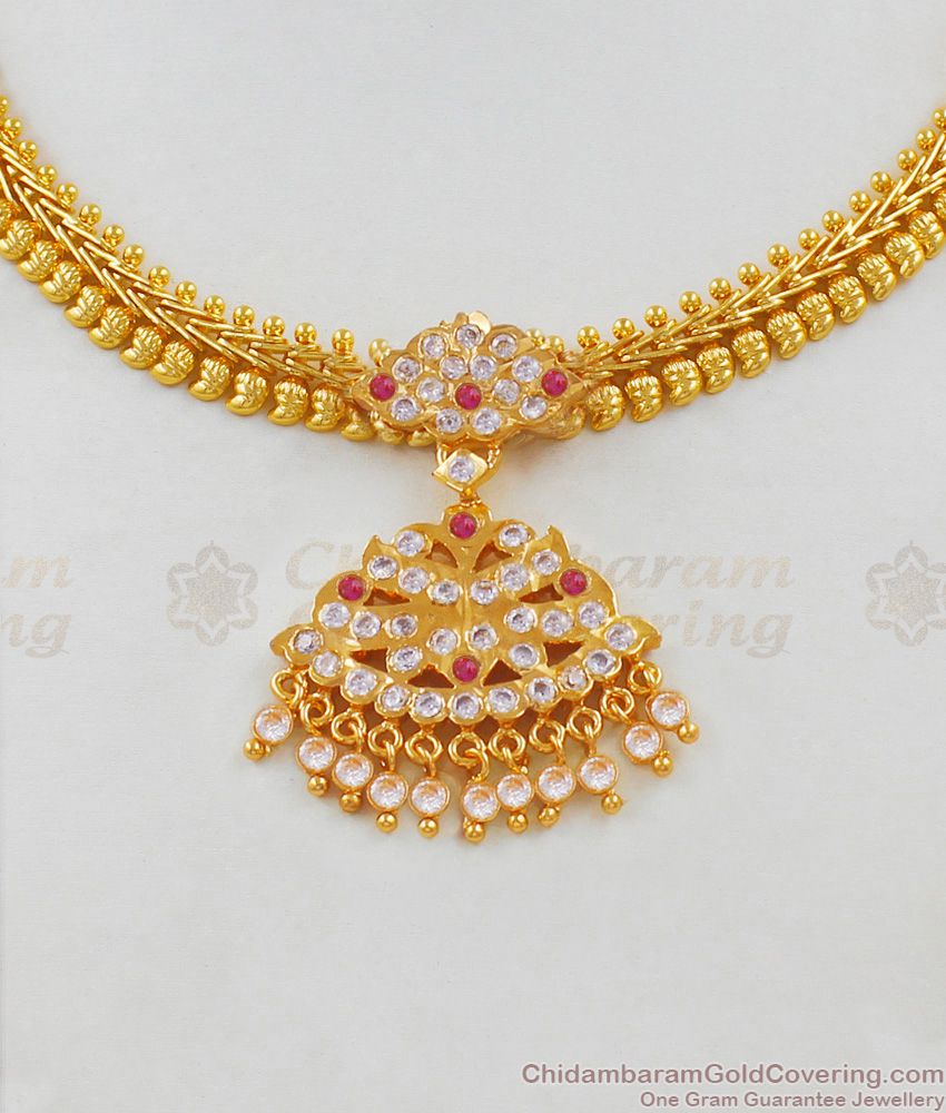 Beautiful Mango Leaf Impon Attigai Necklace Bridal Collections NCKN1676