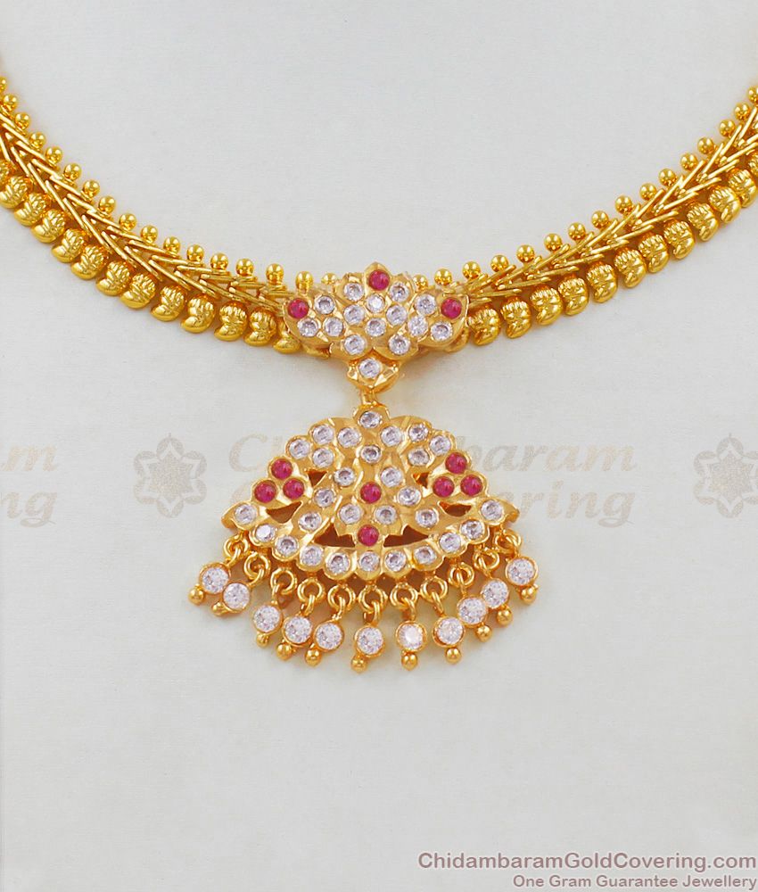 Close Neck Mango Leaf Impon Attigai Necklace Bridal Collections NCKN1677