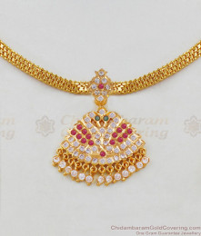 Peacock Model Real Gold Impon Five Metal Attigai With Multi Stones NCKN1680 Peacock Model Real Gold Impon Five Metal Attigai With Multi Stones NCKN1680