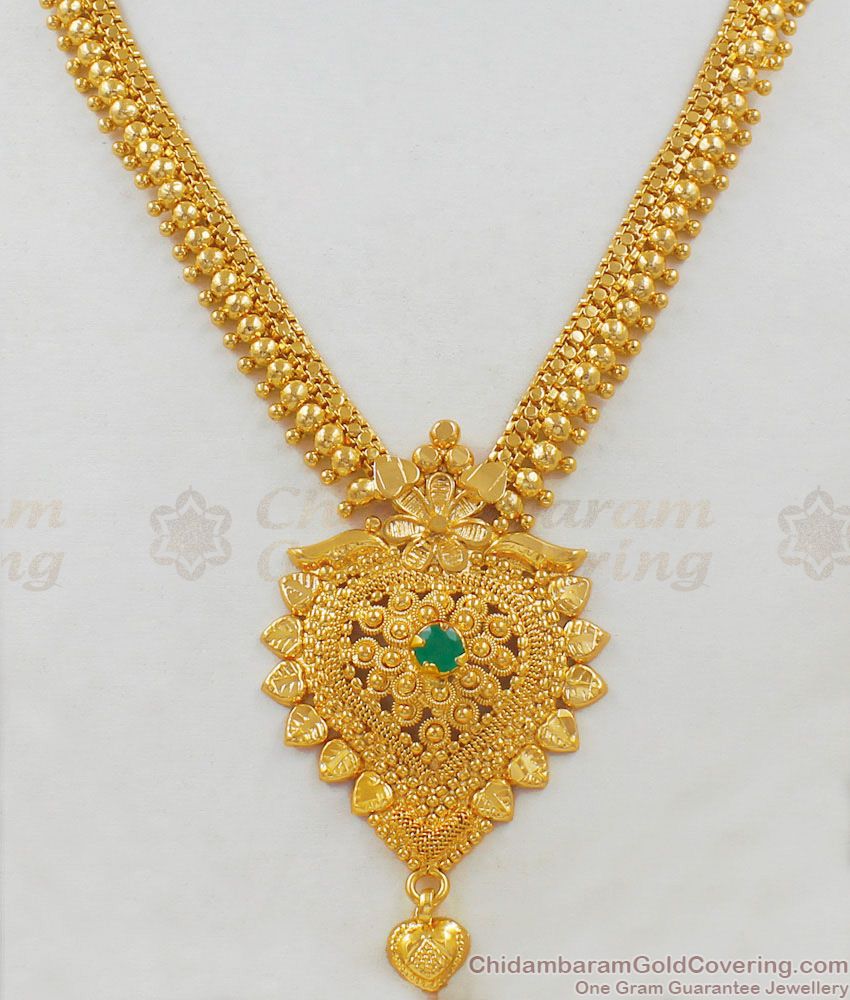 Party Wear Single AD Stone Gold Plated Bridal Necklace South Indian Design NCKN1688