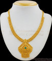 Gold Beads Single AD Stone Gold Plated Bridal Necklace South Indian Design NCKN1692