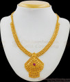 Gold Beads Single AD Stone Gold Plated Bridal Necklace South Indian Design NCKN1693