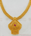 Gold Beads Single AD Stone Gold Plated Bridal Necklace South Indian Design NCKN1693