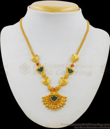 Light Weight Kerala Pattern Single Stone Palakka Necklace Design NCKN1695