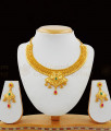 Unique Enamel Forming Real Gold Necklace Design With Suitable Earrings NCKN1707