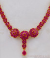 Fancy Flower Design Ruby Stone Semi Precious Necklace Earrings Combo Set NCKN1712