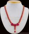 Cute Flower Design Ruby Stone Semi Precious Necklace Earrings Set NCKN1714