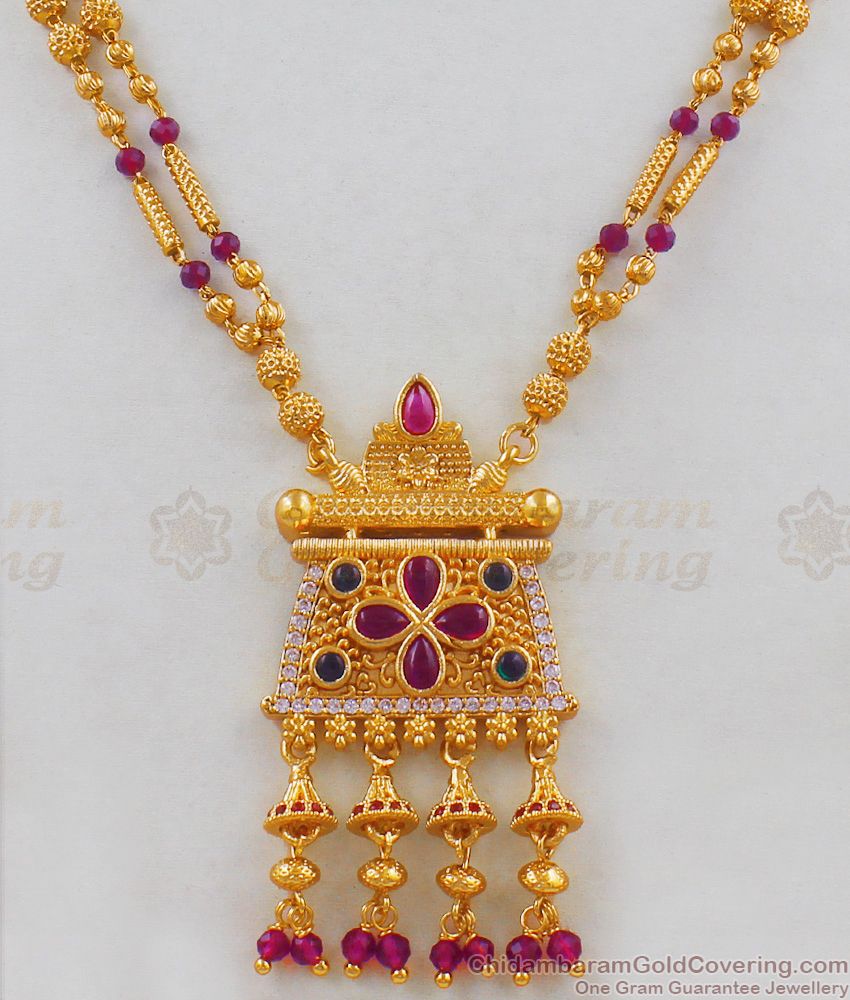 Double Line Thewa Jewelry Gold Imitation Necklace Collections Online NCKN1725