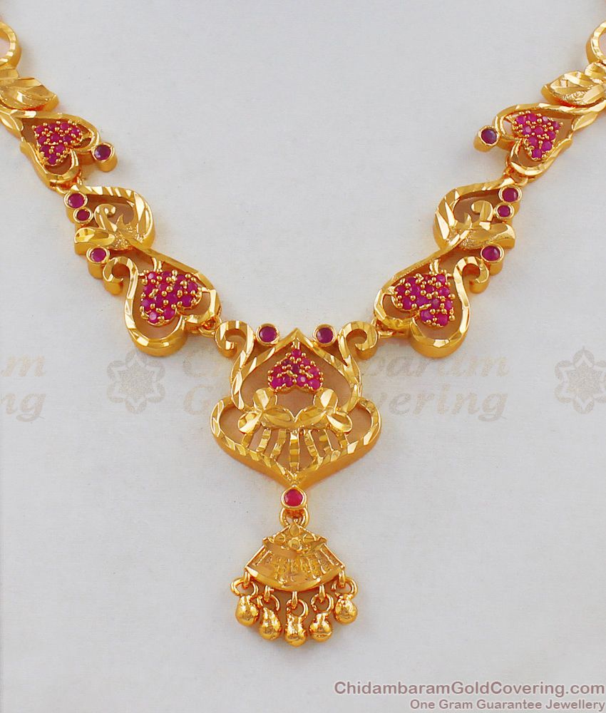 Aspiring Gold Tone Peacock Design With Multi Color Stone Necklace pattern NCKN1738