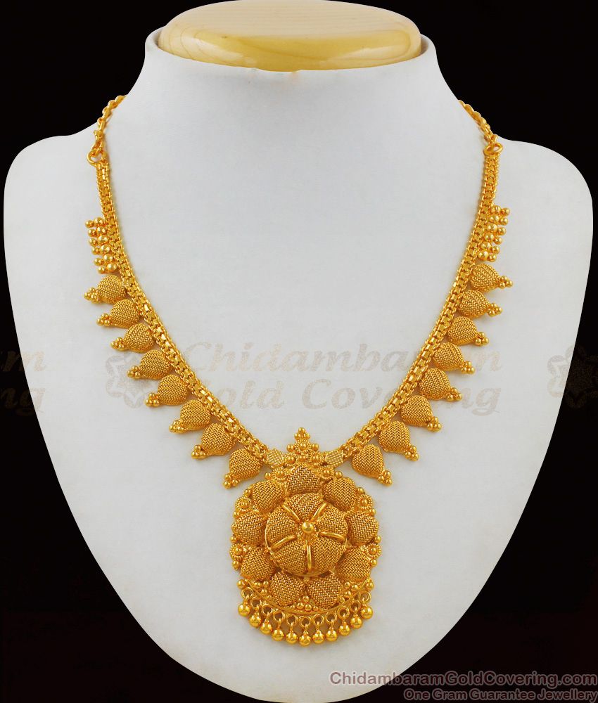 Dazzling Net Pattern Plain Dollar One Gram Gold Traditional Necklace NCKN1739