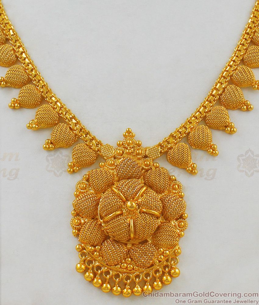 Dazzling Net Pattern Plain Dollar One Gram Gold Traditional Necklace NCKN1739
