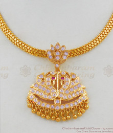 Real Gold Impon Peacock Design White Stone Necklace Chain New Arrival NCKN1744