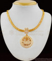 Sparkling White Stone Peacock Attigai Necklace With One Year Guarantee NCKN1746