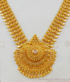 Traditional Gold Inspired Kerala Mango Pattern Necklace With Aspiring Red Stone NCKN1749