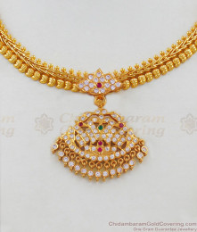 Mango Leaf Close Neck Five Metal Kal Attigai Traditional Bridal Necklace NCKN1755