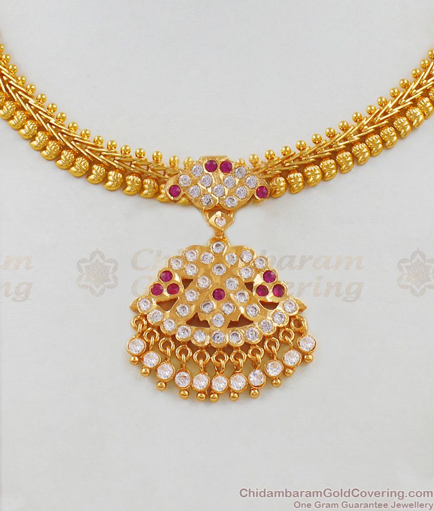 Traditional Impon Attigai Gold Tone Close Neck Necklace Online NCKN1756