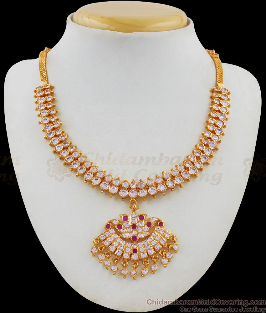 First Quality Lotus Design Impon Gold Necklace Five Metal Jewelry Gati Stones NCKN1758