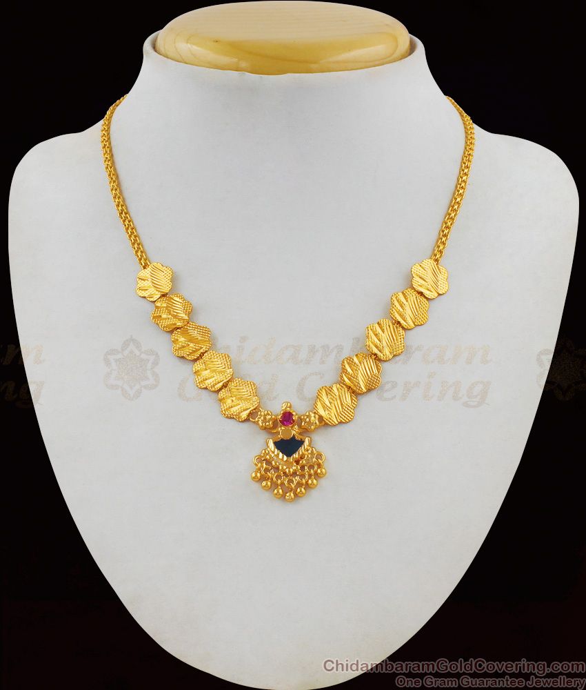 Light Weight Kerala Pattern Single Stone Palakka Necklace Design NCKN1763