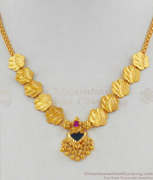 Light Weight Kerala Pattern Single Stone Palakka Necklace Design NCKN1763