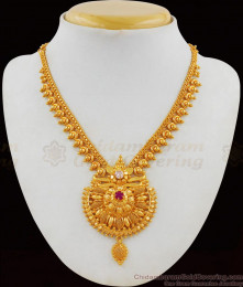 Dazzling AD Stone Bridal Wear Gold Kerala Necklace Design NCKN1772 Dazzling AD Stone Bridal Wear Gold Kerala Necklace Design NCKN1772