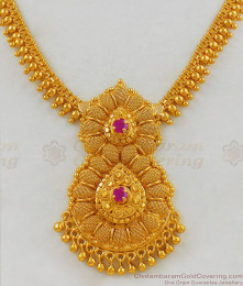 Handmade Unique Double Dollar Ruby Stone Necklace NCKN1775 Handmade Unique Double Dollar Ruby Stone Necklace NCKN1775