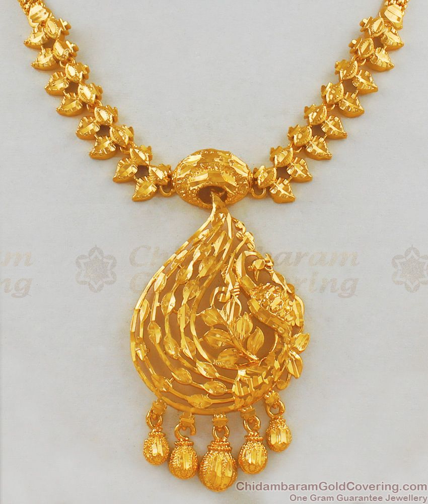 One Gram Gold Beautiful Peacock Necklace Patterns for Marriage NCKN1776